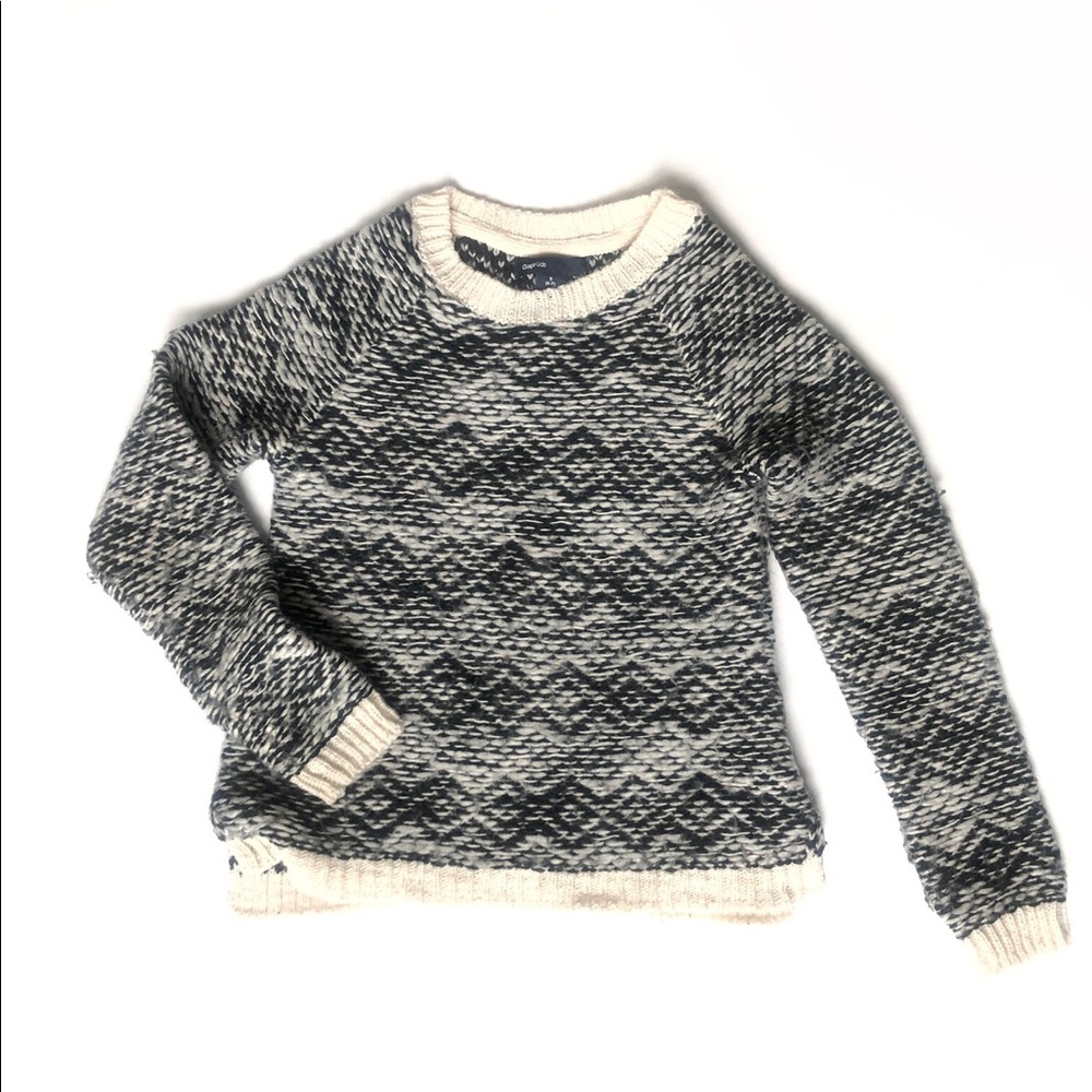 GAP Black Marled Raglan Knit Crewneck Sweater